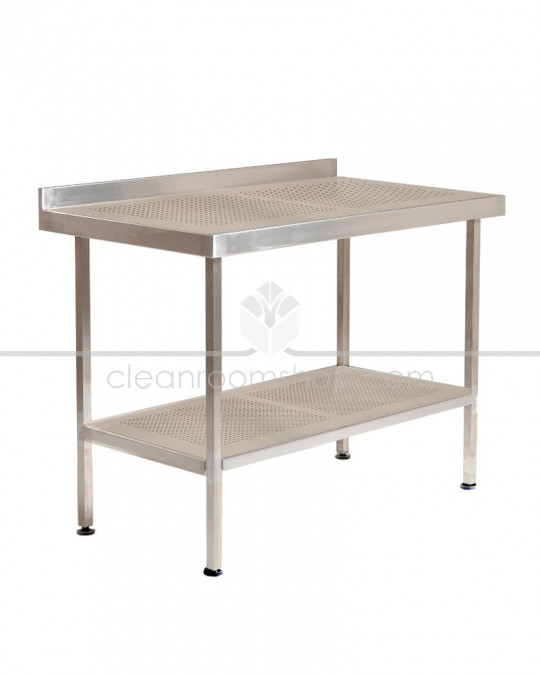 Stainless Steel Perforated Table/Bench with Upstand & Under Shelf