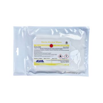 Agma Sterile 70% IPA in WFI 68 gsm 10 x 10 wipes
