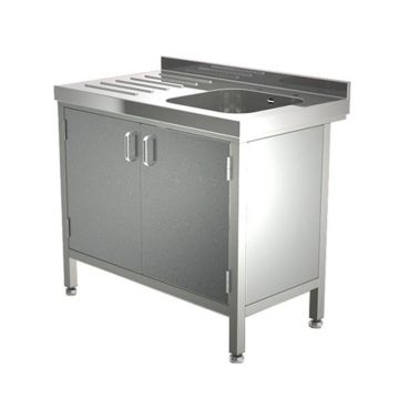 Stainless Steel Sink with Single Drainer & Cupboard