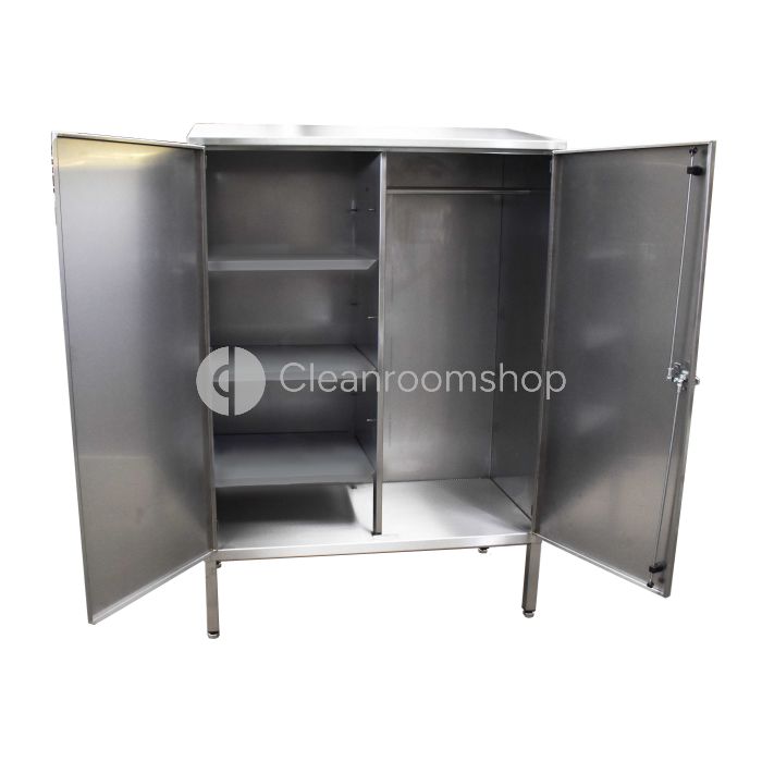 Stainless Steel Garment Cupboard with 3 Shelves and a Rail