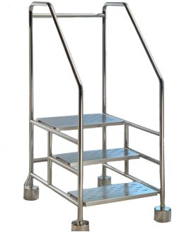Electropolished Stainless Steel Cleanroom 3 Step Ladder