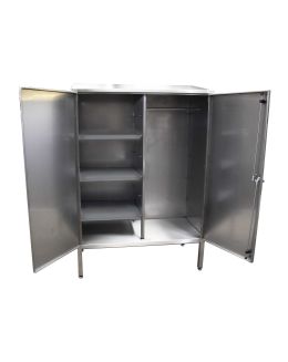 Stainless Steel Garment Cupboard with 3 Shelves and a Rail