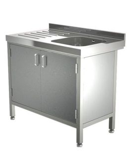 Stainless Steel Sink with Single Drainer & Cupboard