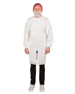 DuPont™ Tyvek® 500 Lab Coat with Pockets (Elastic Cuff) - Case of 50