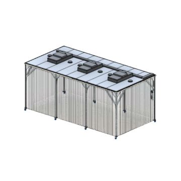 Predesigned prefabricated softwall cleanroom from Connect 2 Cleanrooms and Cleanroomshop, ISO class 7, on castors for easy mobility, 6m x 3m in size.