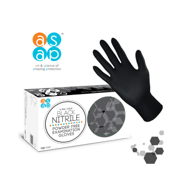 ASAP X-Tra Thick Black Nitrile Powder Free Examination Gloves