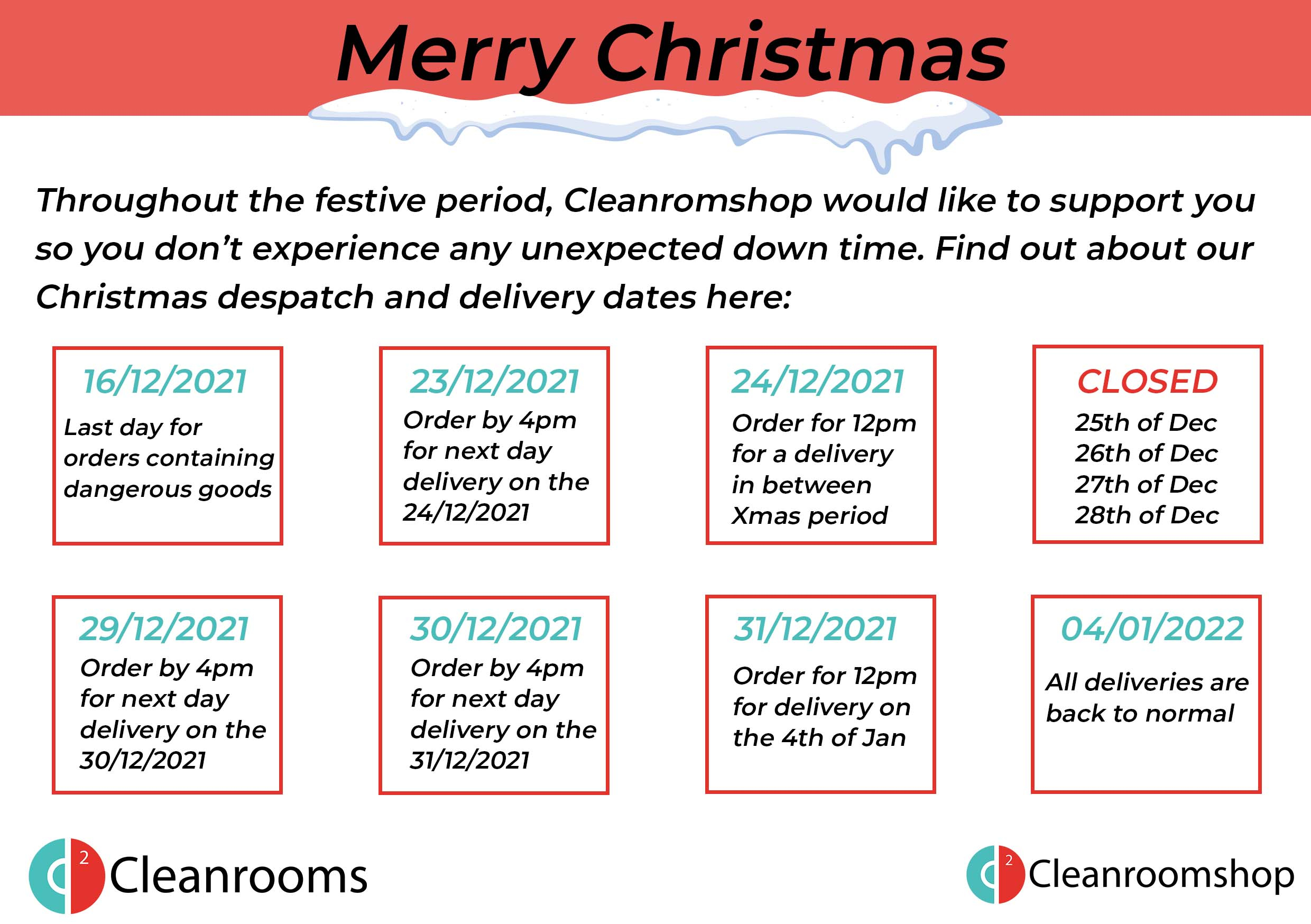Cleanroomshop Christmas Ordering