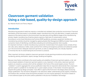 Cleanroom garment validation document